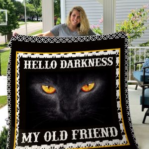 Cat Black Printed Blanket 09