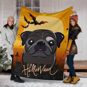 Halloween Pug GS- - Sherpa Fleece Blanket