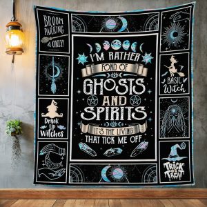 Halloween Witch Ghosts Spirits Fleece Blanket - Halloween Fleece Blanket - Double Trouble Halloween Quilt - Halloween Fleece Quilt