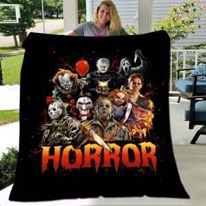 Horror Movie Halloween Horror Movie Characters Fleece Blanket, Mink Sherpa Blanket, Woven Blanket
