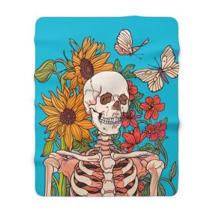 Skeleton and Sunflower Blanket | Halloween Blanket
