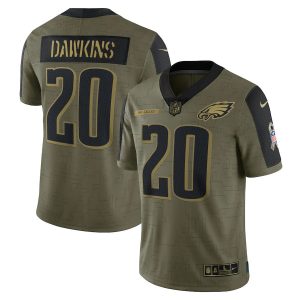 Men's Philadelphia Eagles Brian Dawkins Nike Olive 2021 Salute To Service Retired Player Limited Jersey