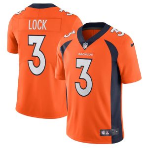 Men's Denver Broncos Drew Lock Nike Orange Vapor Limited Jersey