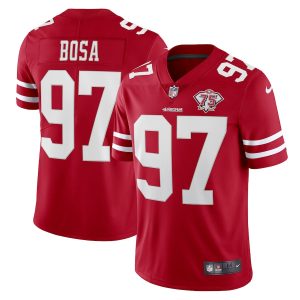 Men's San Francisco 49ers Nick Bosa Nike Scarlet 75th Anniversary Vapor Limited Jersey