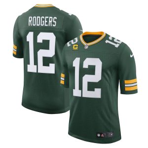 Men's Green Bay Packers Aaron Rodgers Nike Green Captain Vapor Limited Jersey
