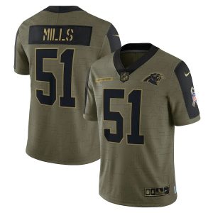 Men's Carolina Panthers Sam Mills Nike Olive 2021 Salute To Service Retired Player Limited Jersey