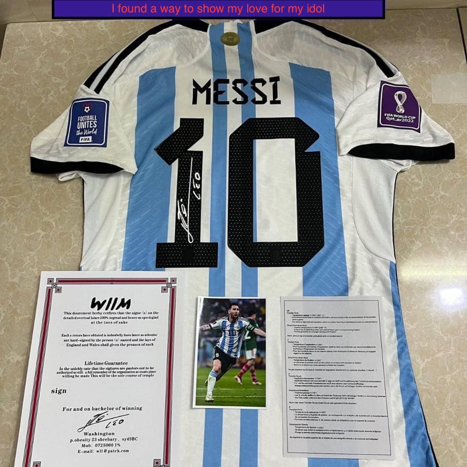 Pre Order Lionel Messi Signed Dedicated Argentina Home Shirt Blanketshub