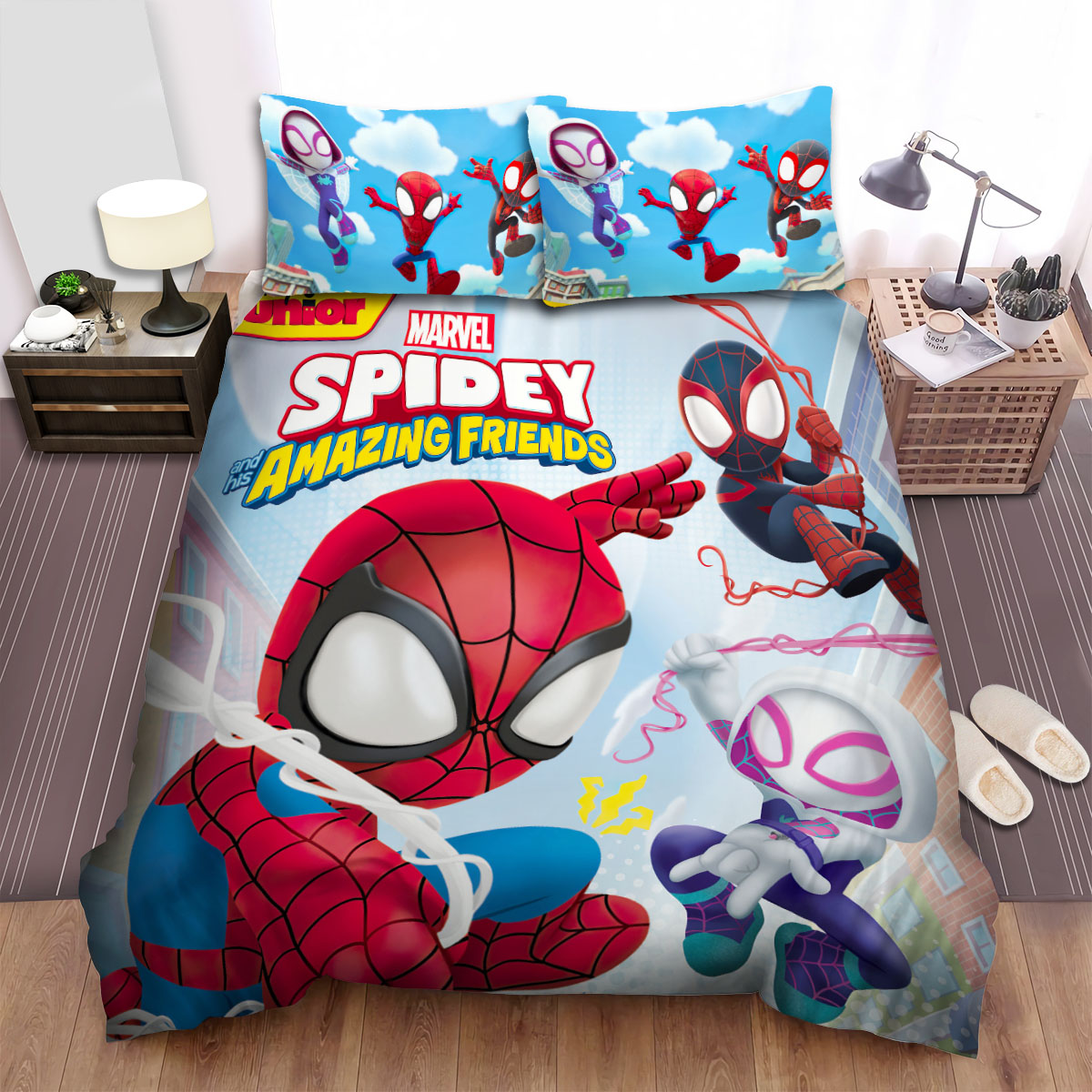 Spidey And His Amazing Friends Let's Swing Spidey Team Bed Sheets